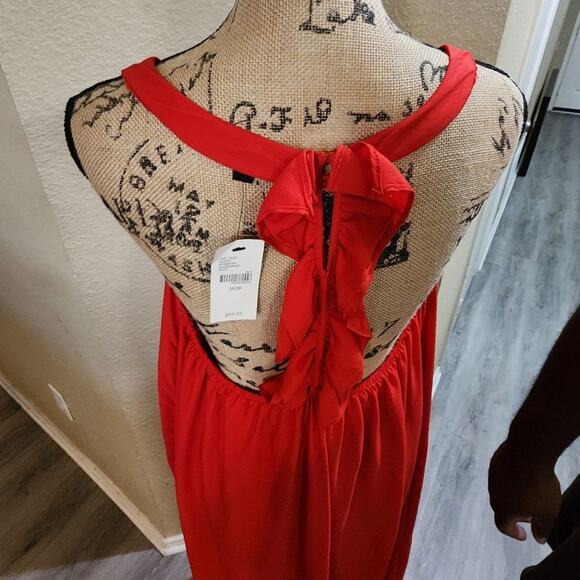 Lane Bryant red high low toga ruffled back flowy chiffon dress plus size 18/20 - Picture 4 of 9